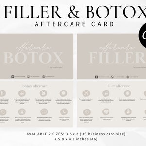 Carte d'entretien pour le Botox et les produits de comblement | Carte de suivi de soin de comblement cutané | de Botox et filler I pour esthéticienne | Modèle de soins de la peau| Esthétique