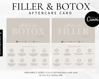 Tarjeta de cuidados posteriores al Botox y rellenos dérmicos / Tarjeta de cuidados posteriores al relleno dérmico / Plantilla para esteticistas sobre Botox y rellenos dérmicos / Plantilla para el cuidado de la piel / Estética
