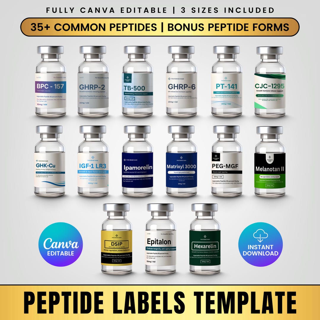 Peptide Vial Label Templates, Peptide Printable Labels, Peptide Forms ...