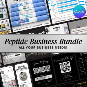 Paquete de etiquetas comerciales Mega Peptide, etiquetas para viales de 3 ml Retatrutide imprimibles, etiquetas holográficas para publicaciones de Instagram (tarjeta IG, 3 tamaños) GLP1 GLP2