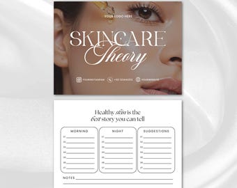 Scheda di routine per la cura della pelle modificabile, modello per estetista, scheda di post-trattamento, scheda di post-trattamento Medspa, piano di routine per la cura della pelle, modulo per trattamento viso