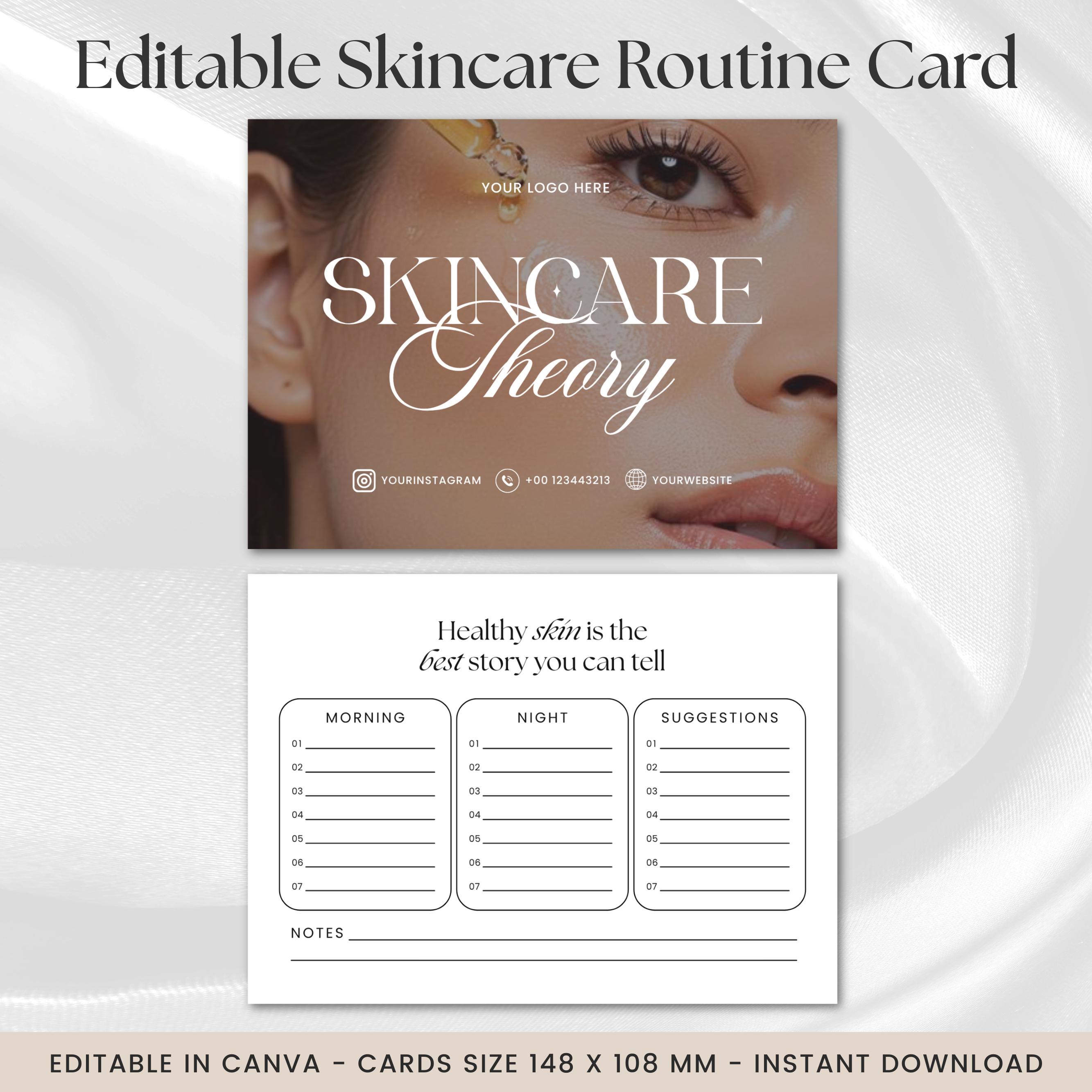 Contain Non Routine Card Form Editable Skincare Routine Card, Esthetician Template, Aftercare Card ...