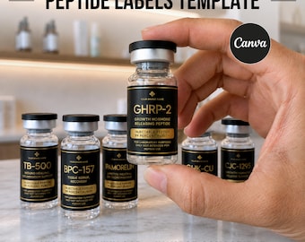 Peptide Label Templates Bundle, 20 Peptide Printable Labels, Peptide Therapy Canva template, Peptide Marketing LABEL Template