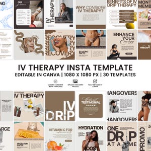 IV Therapy Instagram Templates, iV Hydration Instagram Templates, iV Therapy Marketing, Mobile Drip IV, Nurse Injector, Drip IV Marketing