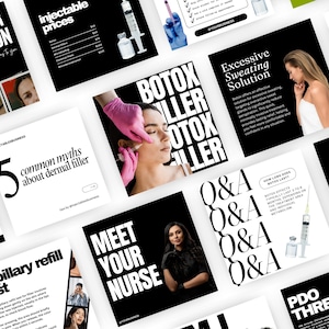 50 Nurse Injector Instagram Templates | Botox and Filler Canva Template | Aesthetics Nurse | Beauty Instagram Template | Medspa | Neutral
