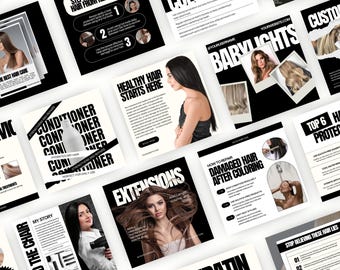Hair Stylist Instagram Post Template Editable Hair Salon Template Trichologist Template Haircare Instagram Wig Hair Extensions Templates
