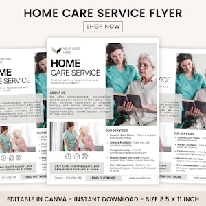 Home Care Service Flyer, bearbeitbarer Home Care Service, Senioren- und Altenpflege, Home-Gesundheitsvorlage, vorgefertigter Pflegeservice-Flyer