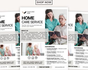Home Care Service Flyer, Editable Home Care Flyer, Senior & Elderly Care Services, Home Health Template, Premade Care Service Flyer
