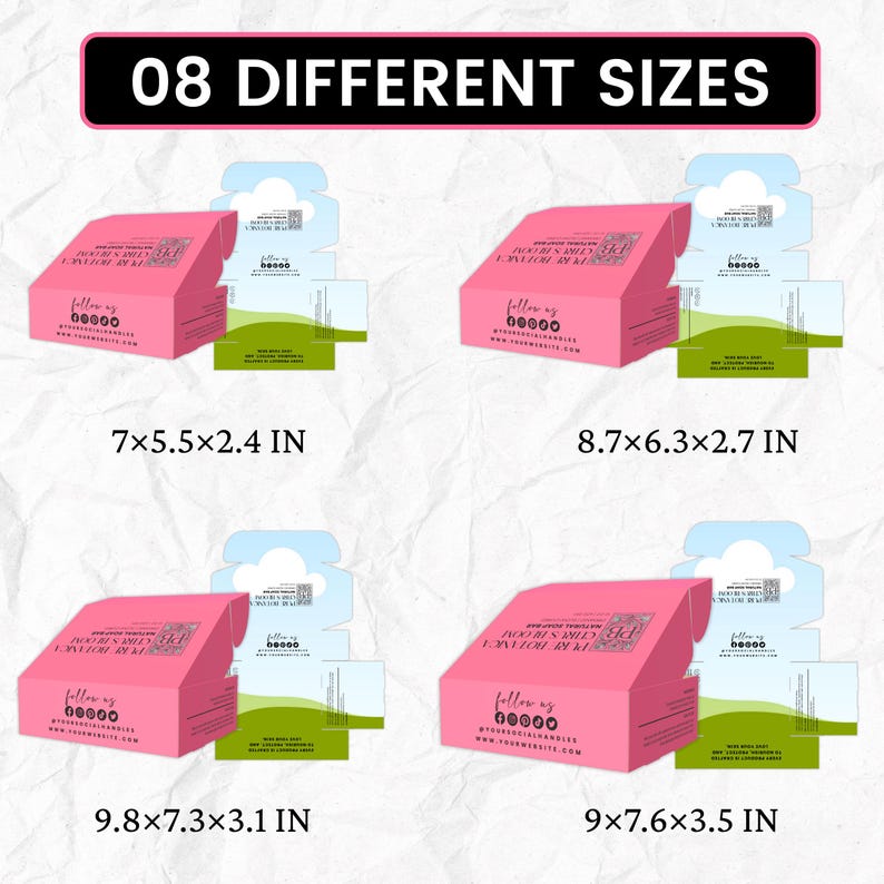 Subscription Box Custom Sizes Mailer Box Templates Bundle, 8 Sizes, Editable Gift Box Template,custom ...