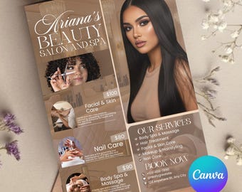 Diy Beauty Salon Flyer Canva Template, Hair Nail Makeup Salon Flyer, Esthetician Beautician Flyer design, Editable, Digital Download