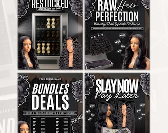Hair Bundles Flyer Template, Hair Bundle Deals Flyer Template, Hair sale flyer, Wig flyer, Wig Seller Flyer, Hair Flyer Book Now Flyer