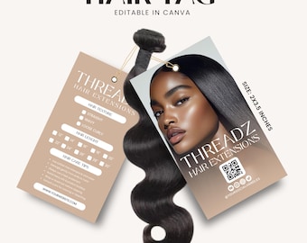 Hair Tag Template, Editable Hair Tag, DIY Hair Hang Tag Design, Hair Extension Tags, Hair Business Tags, Hair Packaging, Hair Branding Kit