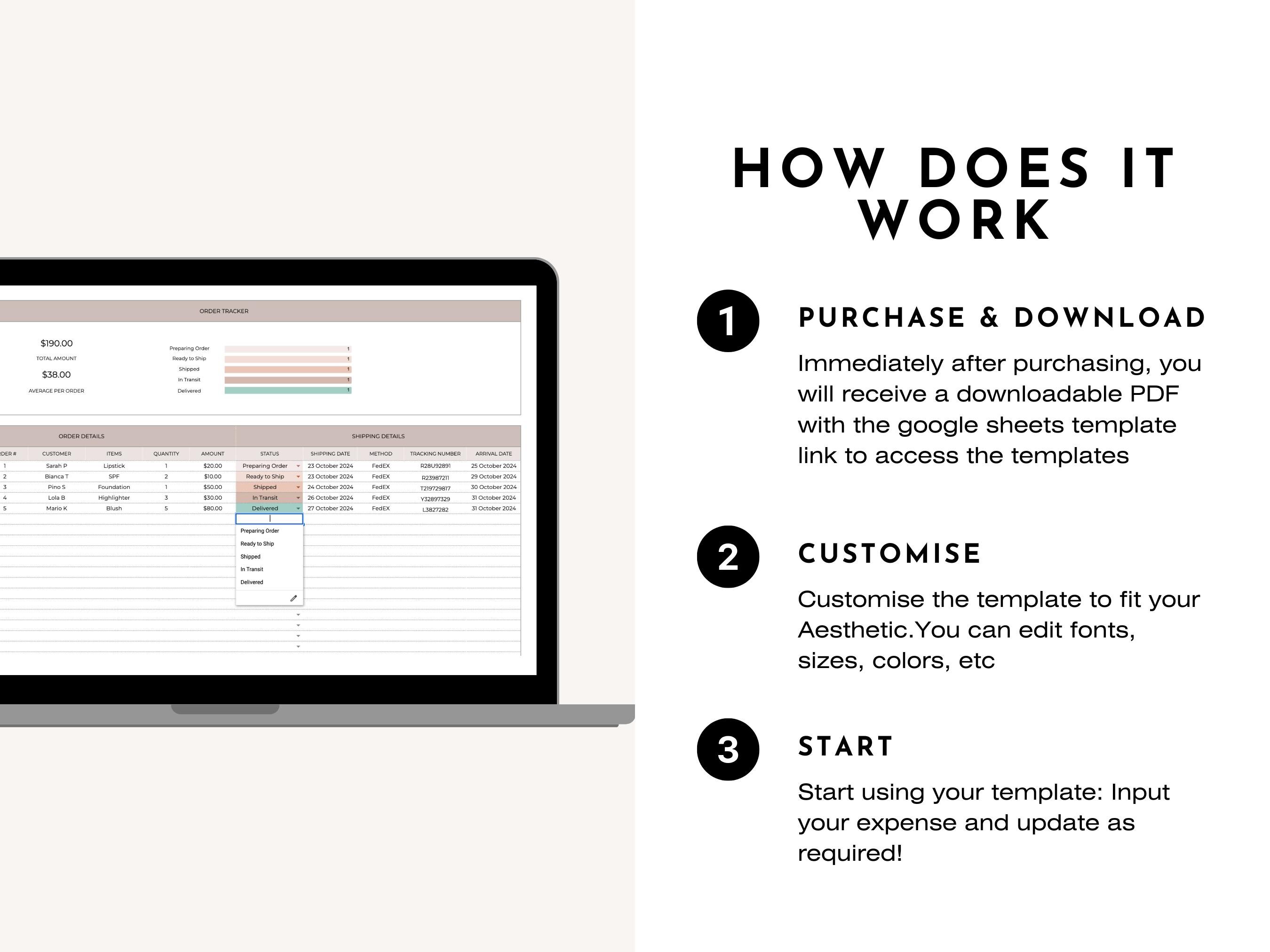 Order Tracker Google Sheets Excel Template Small Business Spreadsheet ...