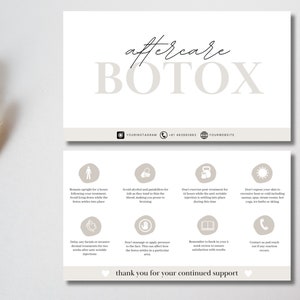 Modello di biglietto di postterapia Botox I Modello di biglietto di postterapia stampabile I Modello Botox I Filler e biglietto di postterapia Botox/Postterapia estetica