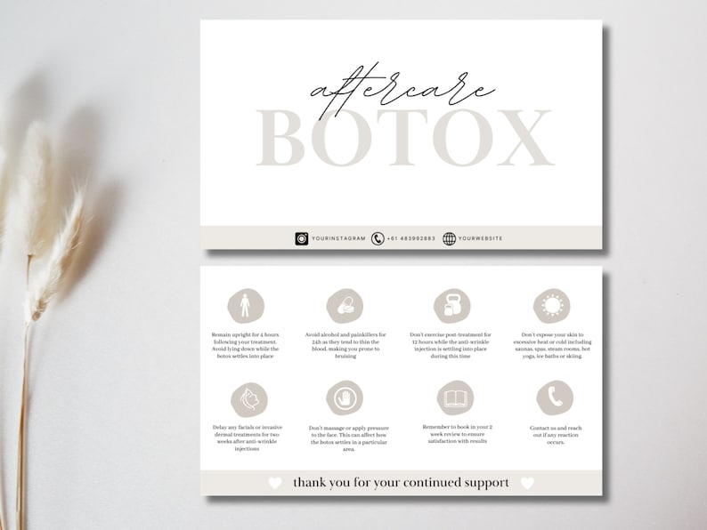 Botox Aftercare Card Template I Printable Aftercare Card Template I ...