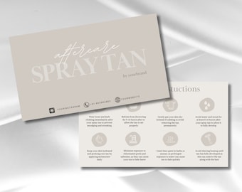 Spray Tan Aftercare Template | Tanning Care Card | Editable Spray Tan Care Card | Printable Aftercare Card | Airbrush Tanning Canva Template