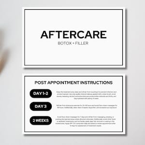 Botox and Filler Aftercare Card | Dermal Filler Aftercare Card | Botox and Filler I Esthetician Template | Skincare Template| Aesthetics