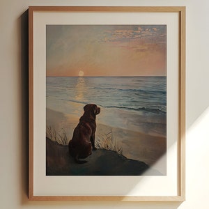 Vintage Chocolate Labrador Painting Art Print Poster