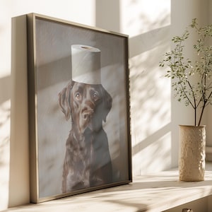 Funny Toilet Poster | Toilet Humor Art | Dog Toilet Portrait | Chocolate Lab Gift | Vintage Labrador Print image 5