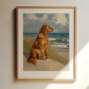 Vintage Golden Retriever Art Print Poster |  Golden Retriever Wall Art