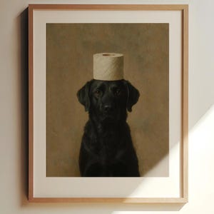 Art mural de salle de bain vintage Labrador noir | Affiche imprimée d&#39;art | Cadeau chien