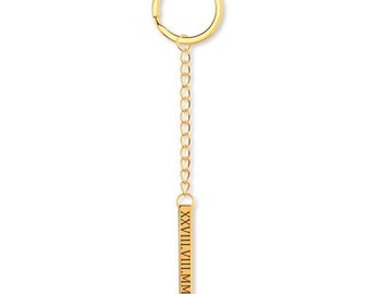 Portachiavi personalizzato con barra della data romana, portachiavi in acciaio inossidabile inciso