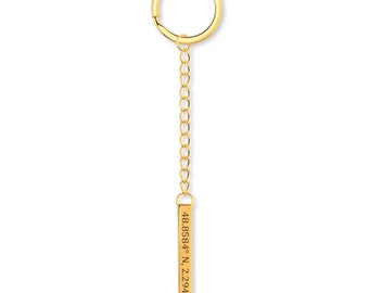 Portachiavi con coordinate personalizzate, ciondolo per chiave della casa con messaggio inciso con posizione personalizzata, portachiavi con nome per auto, regalo per lei, regalo per lui