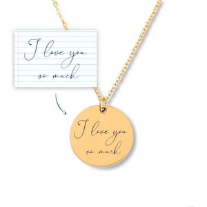 Collier message manuscrit personnalisé, collier prénom personnalisé cercle gravé, initiales personnalisées bijoux prénom, cadeau pour elle, cadeau pour lui