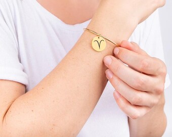Bracciale con nome zodiacale personalizzato, braccialetto con segno zodiacale inciso, regalo astrologico