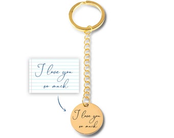 Portachiavi personalizzato con messaggio scritto a mano, cerchio Personalizza nota nome ciondolo chiave auto, portachiavi in oro inciso a cerchio, regalo per lei, regalo per lui