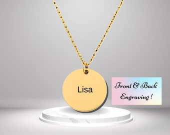 Personalized Name Necklace, Circle Custom Name Engraved Necklace, Custom Initials Name Jewelry, Gift For Friend, Gift For Her, Gift for Him