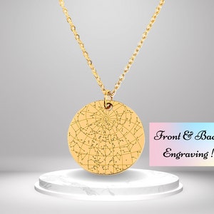 Benutzerdefinierte Halskette mit Stern Karte, Kreis Halskette, Schmuck mit Gravur, Geschenk für Freund, Geschenk für sie, Geschenk für ihn
