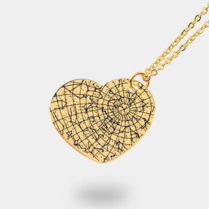 Collana con mappa stellare a cuore personalizzata, collana con mappa stellare con nota personalizzata, gioielli con collana incisa con posizione del luogo, regalo per un'amica, regalo per lei