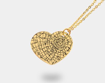 Collar de corazón con mapa estelar personalizado, joyería con ubicación grabada