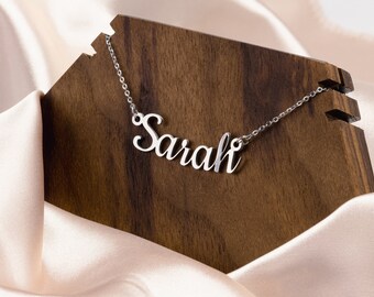 Collana con nome personalizzato, scritta incisa su filo metallico, gioielli personalizzati