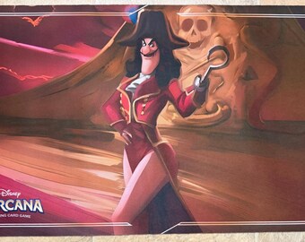 ON HAND  - Lorcana TCG - Double Sided  - gimmick mat, tuk tuk and captain hook lady lol