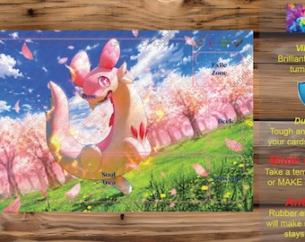 Make Your Own Custom TCG Playmat - Custom Zones for Single/Multiplayer.  Single/Double Sided. Palworld OCG - C02 - Chillet Ignis SSP