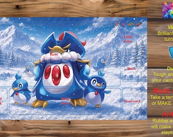 Make Your Own Custom TCG Playmat - Custom Zones for Single/Multiplayer.  Single/Double Sided Palworld OCG Penking Mighty Warrior of the Deep