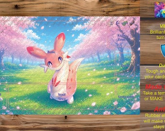 Make Your Own Custom TCG Playmat - Custom Zones for Single/Multiplayer.  Single/Double Sided. Palworld OCG - C02 - Chillet Ignis