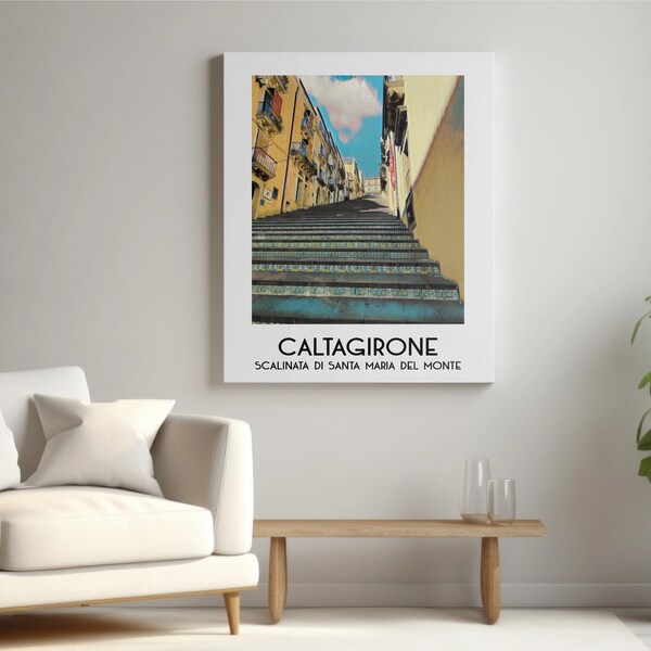 Caltagirone Travel Poster, Sicily Italy / Travel print, Caltagirone, Catania illustration, travel poster,