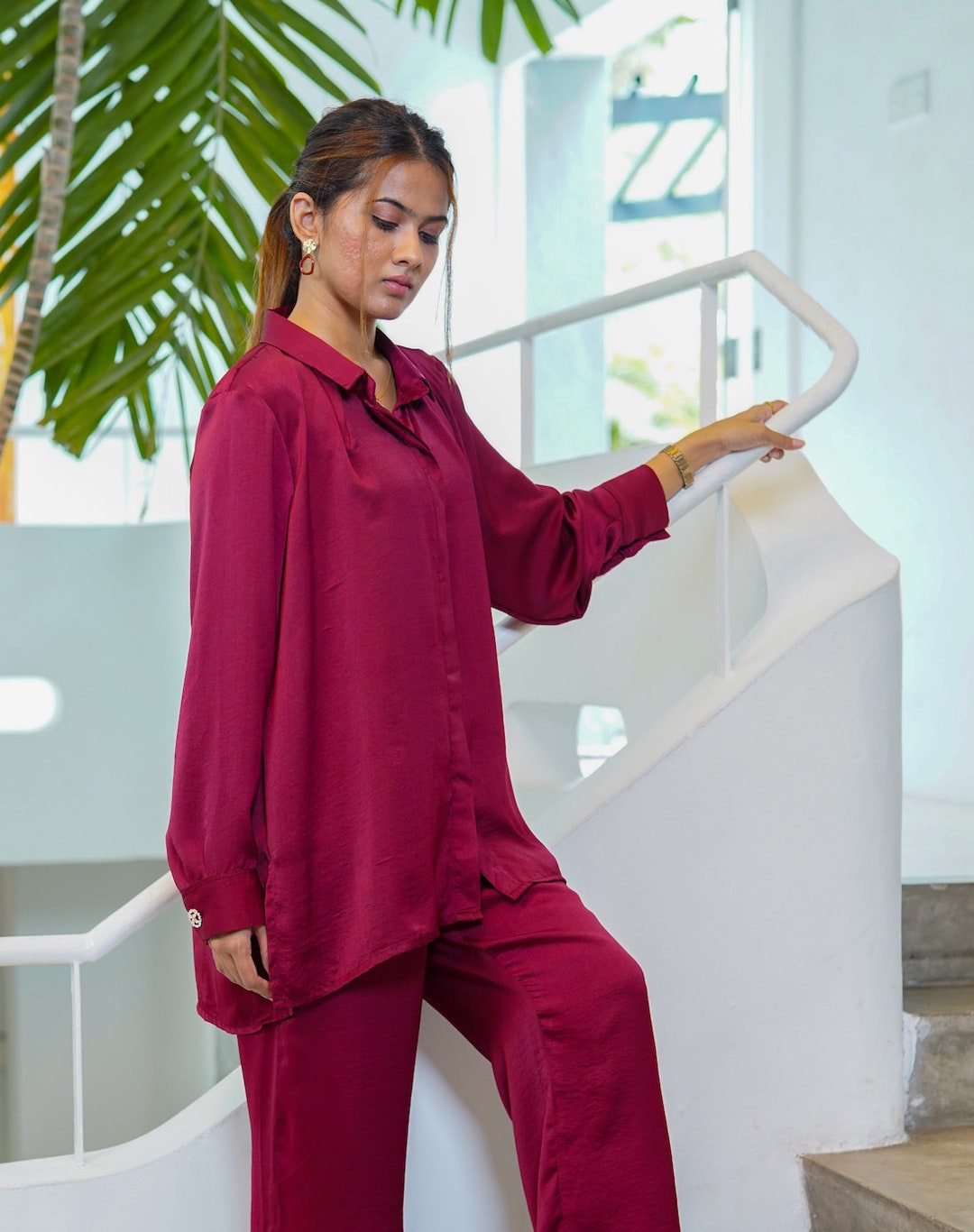 Bold Red Petal Co-Ord Set – Cotton Statement Wear