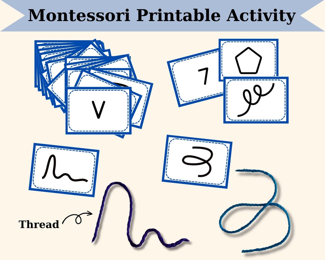 Montessori Printable Activity, Pattern Activity with thread, Hands on ...