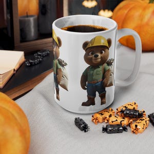 Cute Bear Construction Worker Coffee Mug | Fun Gift for Kids and Adults | 11oz & 15oz Sizes | Perfect for Birthdays, Holidays