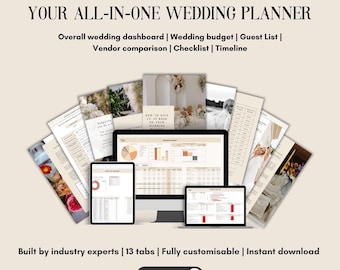 Wedding Planner Spreadsheet, Digital Planner, Wedding Budget Tracker, Wedding Timeline Checklist, Wedding Guest List, Wedding Seating Chart