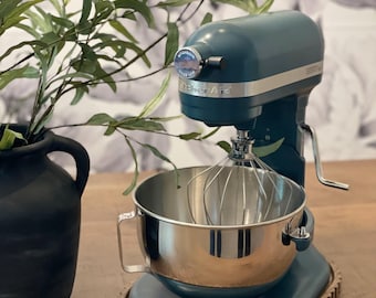 Millie KitchenAid Sliding Tray | Wooden Slider for KitchenAid Lift Bowl 5.5-6 Quart | Scalloped Wood Mixer Tray | Kitchen Counter Helper