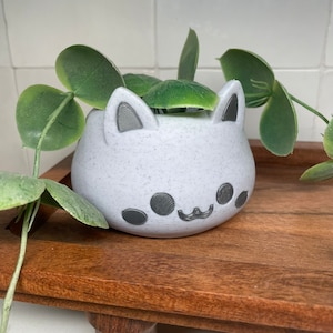 Cat Planter - Kitten Planter with drain - Fresh Catnip Container - Cat Flower Pot - Cat Gift - desk decor - Cat lover gift - Animal planter