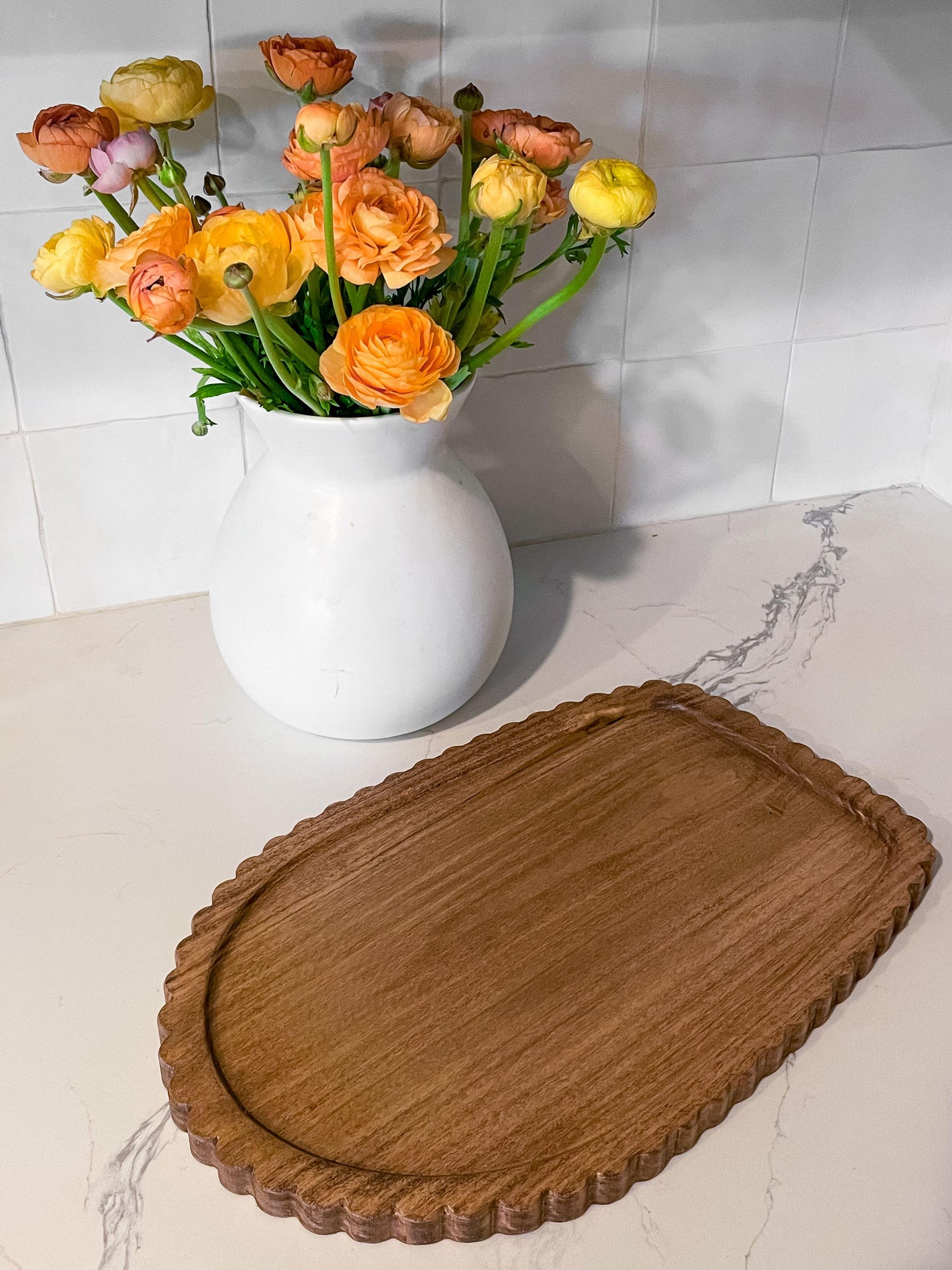 Millie KitchenAid Sliding Tray | Wooden Slider for KitchenAid Artisan 5 Quart Tilt Head | Scalloped Wood Mixer Tray | Kitchen Counter Helper