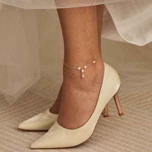 Minimalist Pearl Anklet, Bridal Ankle Bracelet, Gold Pearl Anklet, Daily Anklet, Bridal Anklet, Wedding Jewellery, Bridesmaid Gift for Her