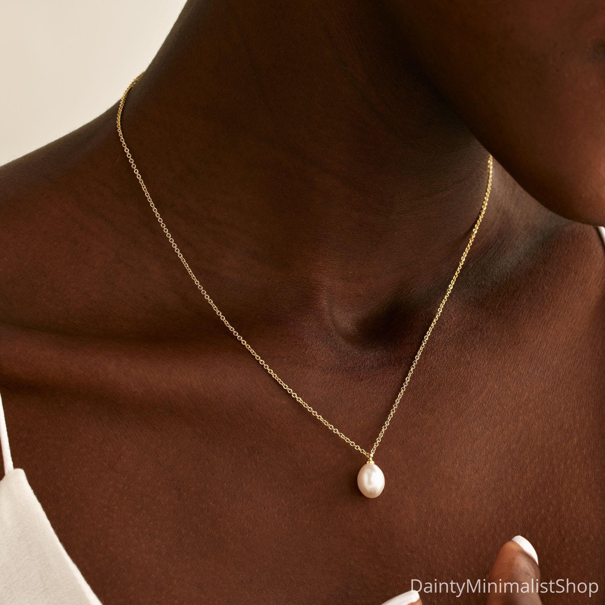ブレスレット LESS IS MORE gold pearl drop necklace Leighton Pearl Chain Necklace - j.hoffman's