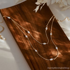 Collier de perles d'eau douce délicates, collier de plusieurs perles, collier de perles double épaisseur, collier de mariée, bijoux de mariage, cadeau de demoiselle d'honneur image 6